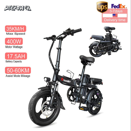 400W Fat Tire Folding Ebike – 48V 30AH