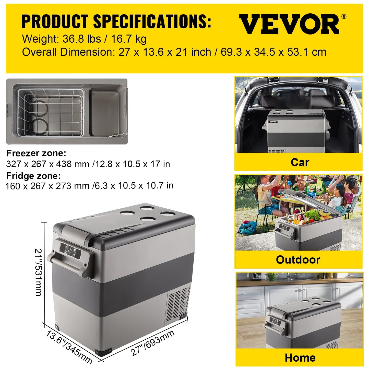 12 Volt VEVOR Car Mini Refrigerator for Camping