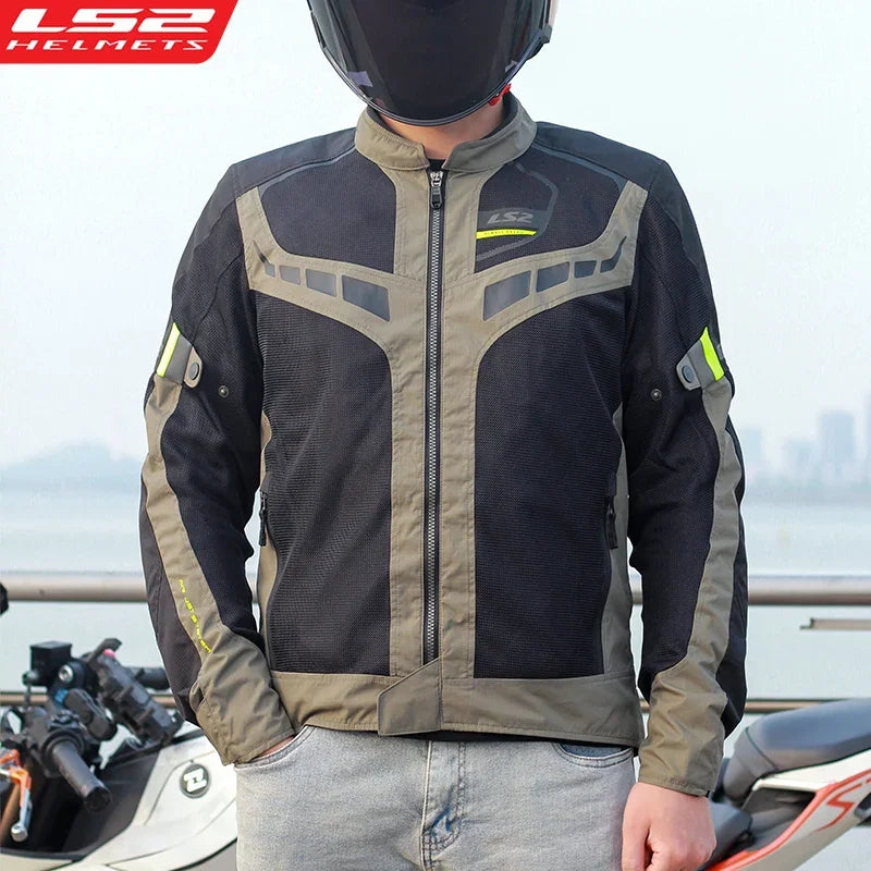 Original LS2 GARDA AIR Motorcycle Jacket Summer Mesh Breathable Motorbike Jacket Men Women CE Anti-Fall Reflective Riding Jacket