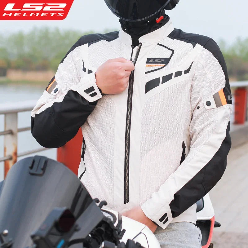 Original LS2 GARDA AIR Motorcycle Jacket Summer Mesh Breathable Motorbike Jacket Men Women CE Anti-Fall Reflective Riding Jacket