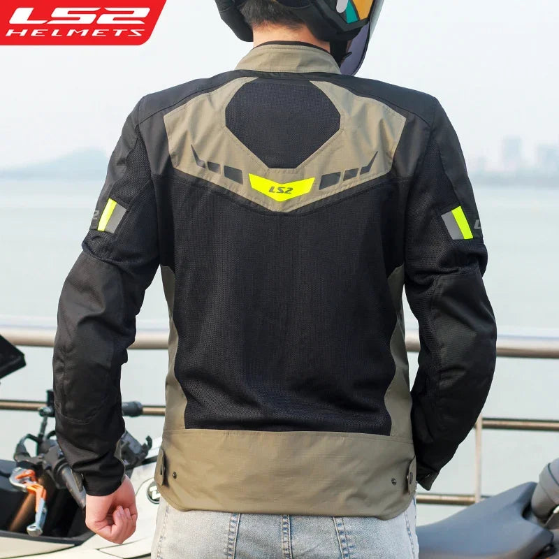 Original LS2 GARDA AIR Motorcycle Jacket Summer Mesh Breathable Motorbike Jacket Men Women CE Anti-Fall Reflective Riding Jacket
