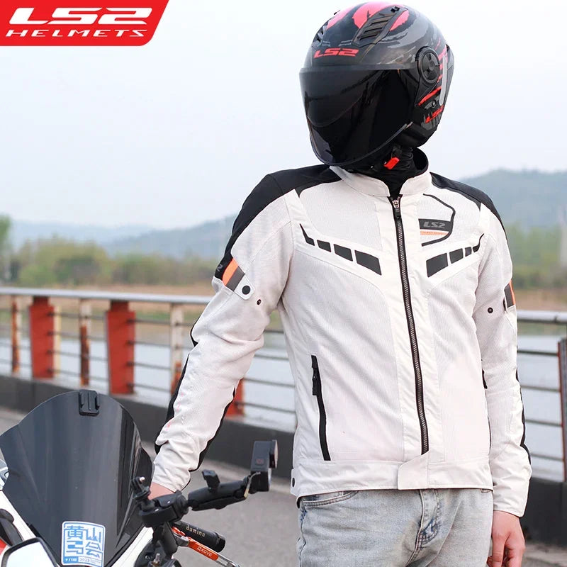 Original LS2 GARDA AIR Motorcycle Jacket Summer Mesh Breathable Motorbike Jacket Men Women CE Anti-Fall Reflective Riding Jacket