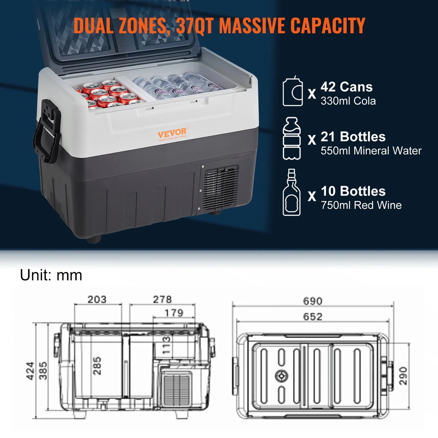 12 Volt VEVOR Car Mini Refrigerator for Camping Travelling