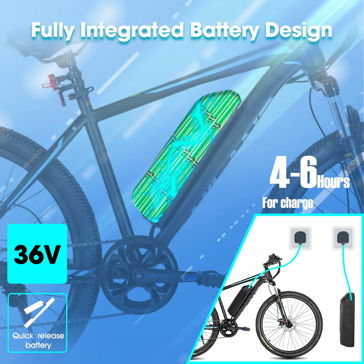HILAND 500W Electric Mountain Bike – 26”