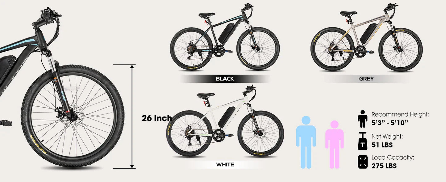 HILAND 500W Electric Mountain Bike – 26”