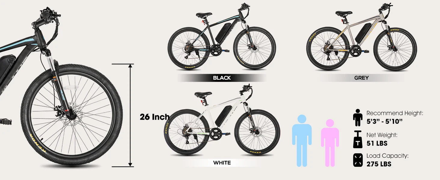 HILAND 500W Electric Mountain Bike – 26”