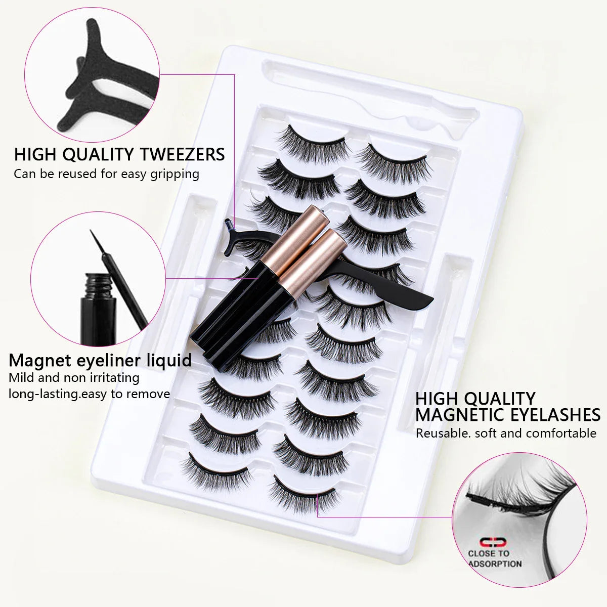 10 Pairs Magnetic Eyelashes Set