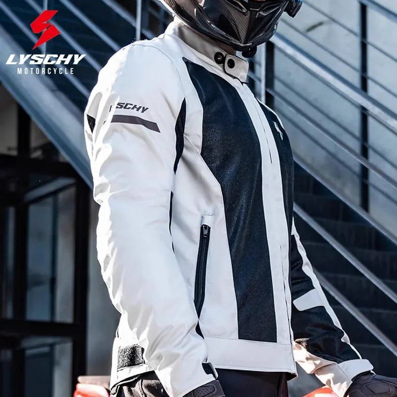 LYSCHY Motorcycle Jacket Summer Mesh Breathable Reflective Motorbike Jacket Men Women CE2 Level Motocross Jacket Riding Clothing