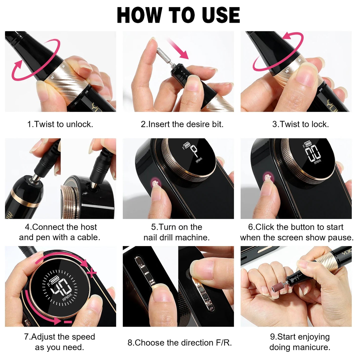 Electric Portable Nail Drill for UV polish