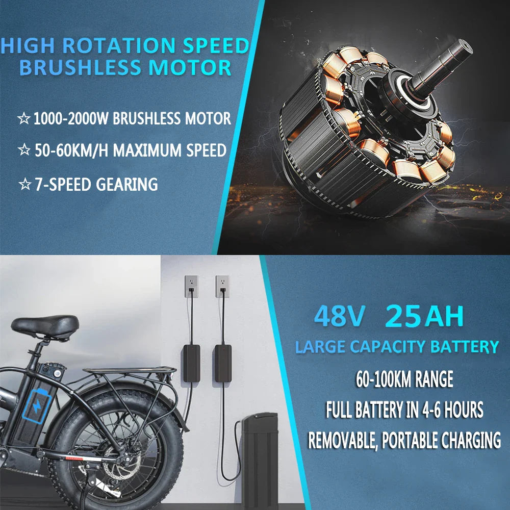 G20Pro 1000W Folding Fat Tire Ebike