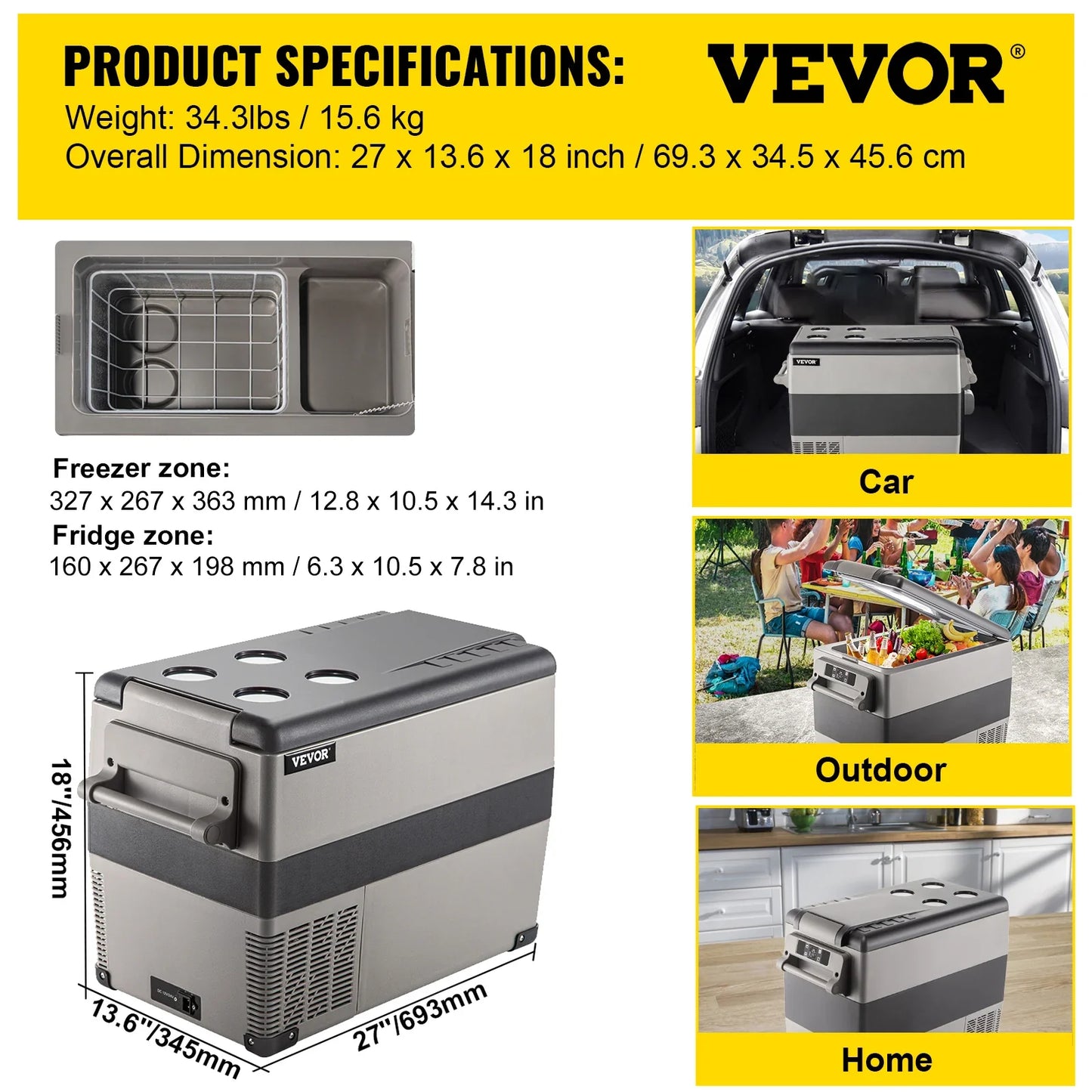 12 Volt VEVOR Car Mini Refrigerator for Camping