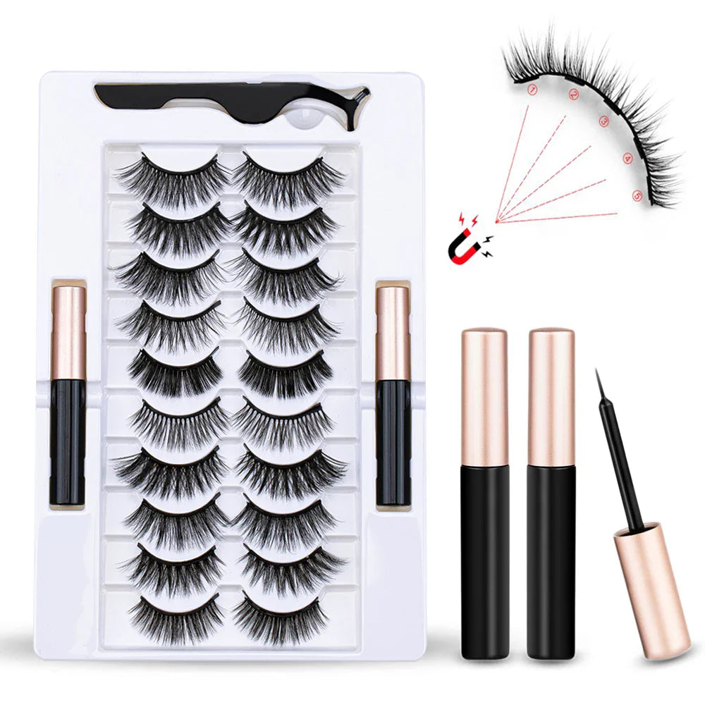 10 Pairs Magnetic Eyelashes Set