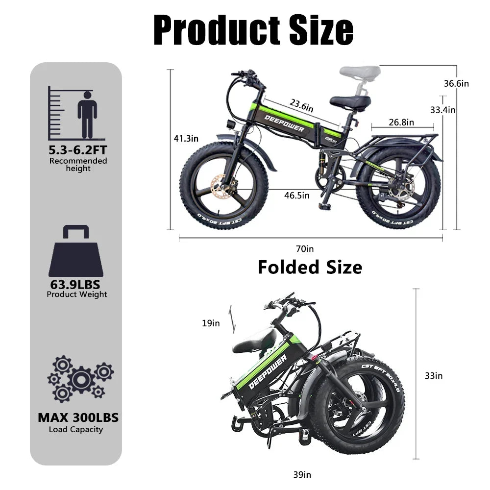 DEEPOWER 2000W Fat Tire Electric Bike