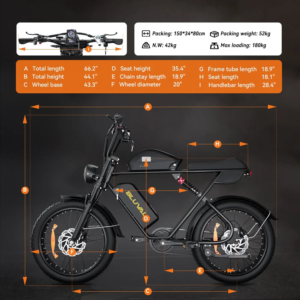 Bluvall K10 Dual Motor Electric Bike – 35MPH, 160 Miles