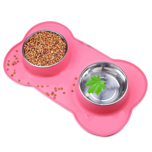 Anti-Slip Double Dog Bowl Set