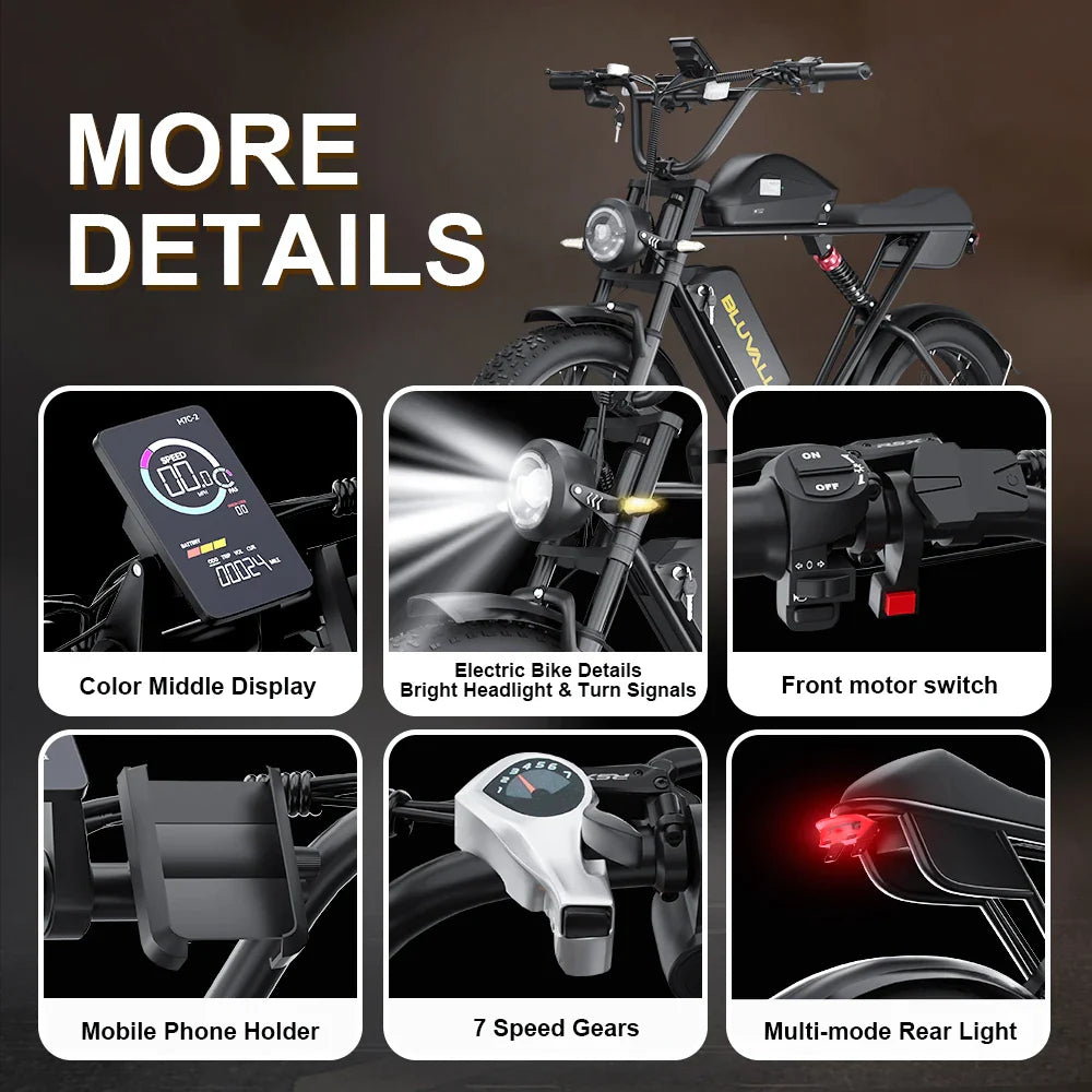 Bluvall K10 Dual Motor Electric Bike – 35MPH, 160 Miles