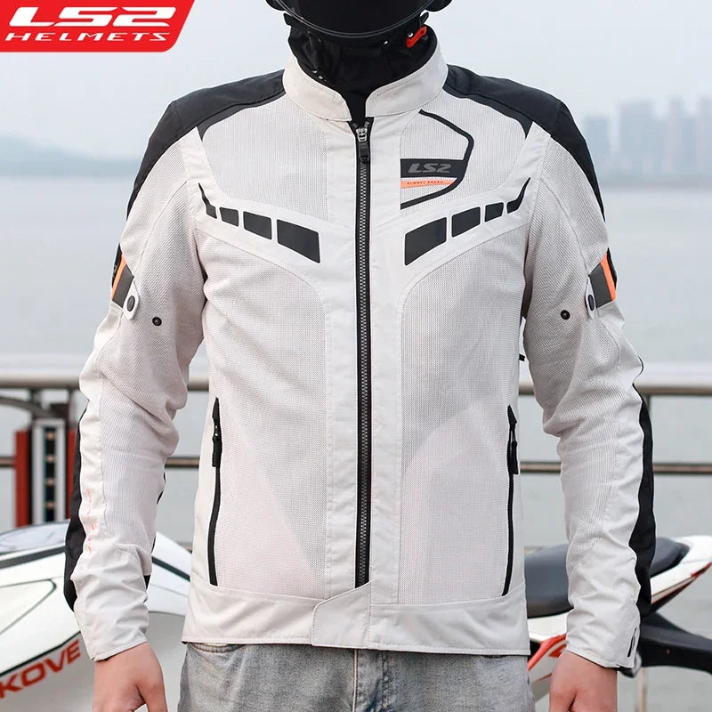 Original LS2 GARDA AIR Motorcycle Jacket Summer Mesh Breathable Motorbike Jacket Men Women CE Anti-Fall Reflective Riding Jacket