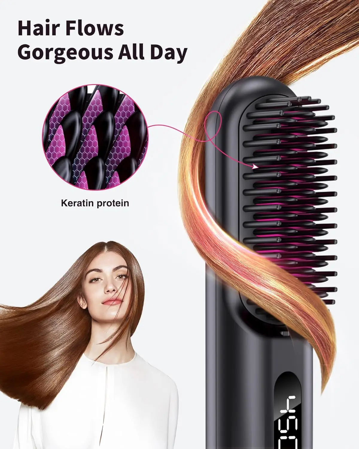 Cordless Hair Straightener Portable Brush