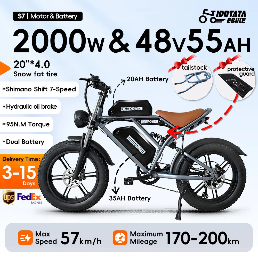 IDOTATA Moped Fat Tire Electric Bike