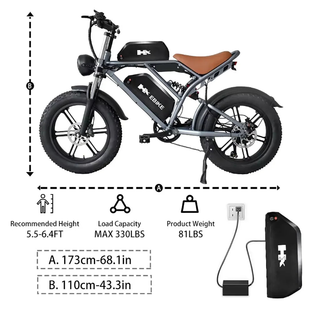 HX Q20PRO 2000W Fat Tire Electric Bike