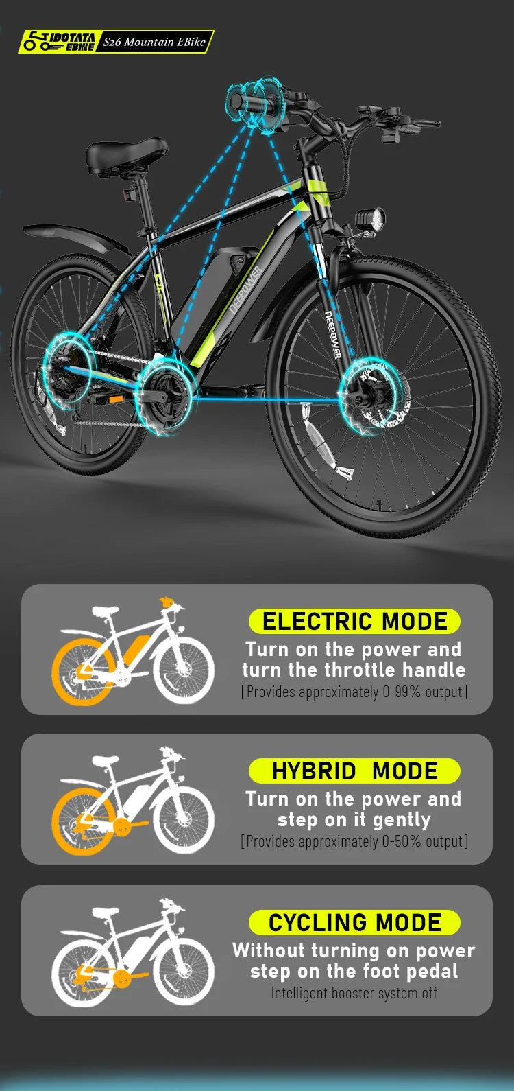 IDOTATA S26 500W Electric Mountain Bike