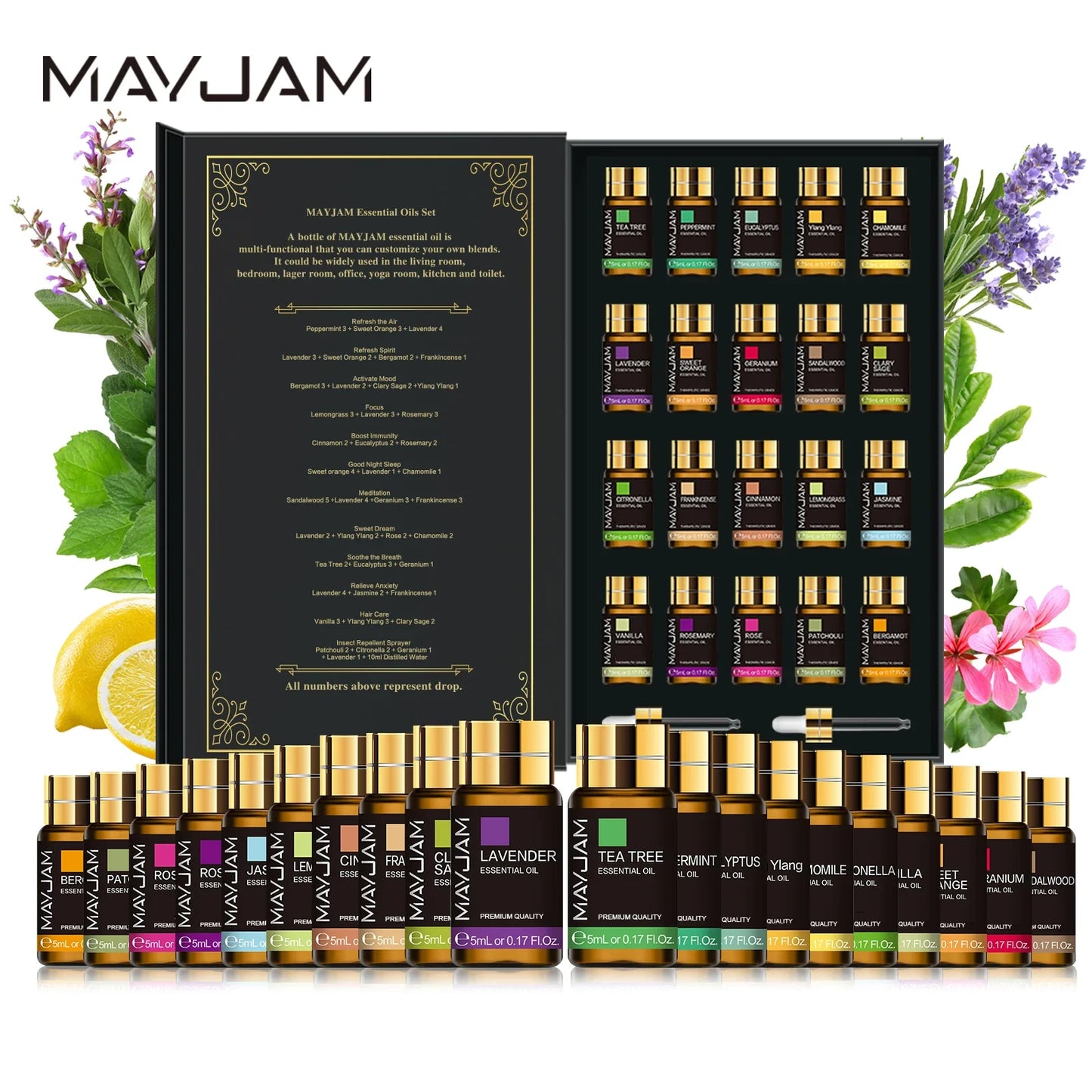 MAYJAM 20pcs Pure Essential Oils Gift Set – Unisex