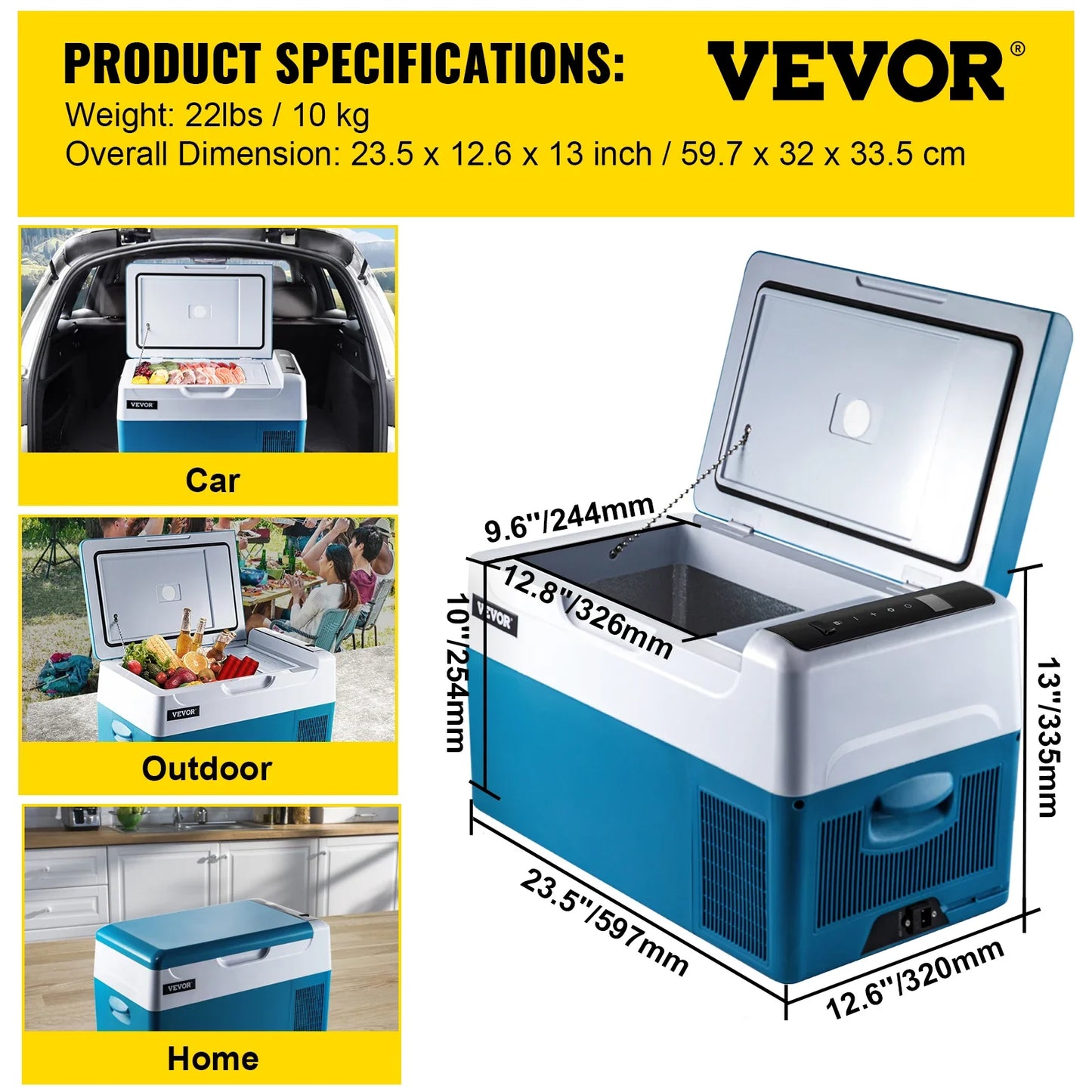 12 Volt VEVOR Car Mini Refrigerator 22L