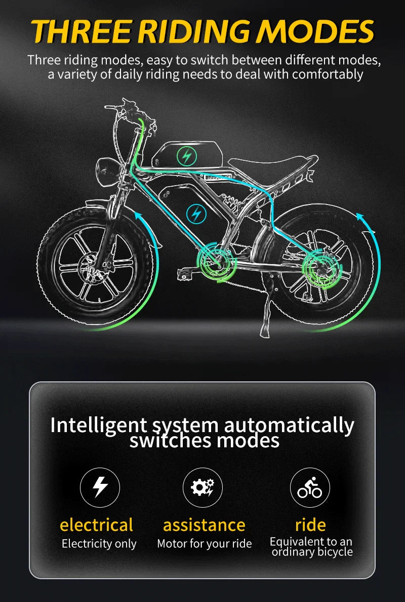 IDOTATA Moped Fat Tire Electric Bike