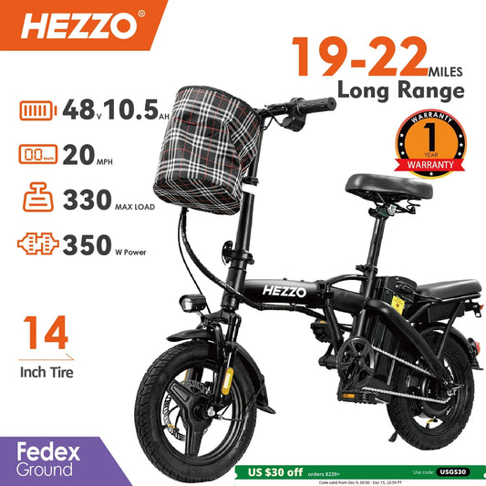  Hezzo Foldable Electric Bike -350W 