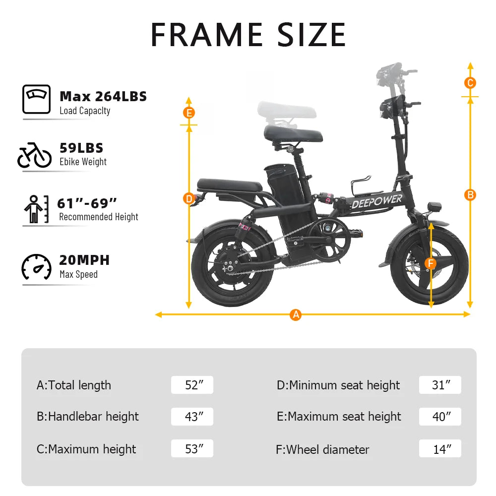 400W Fat Tire Folding Ebike – 48V 30AH