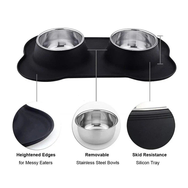 Anti-Slip Double Dog Bowl Set