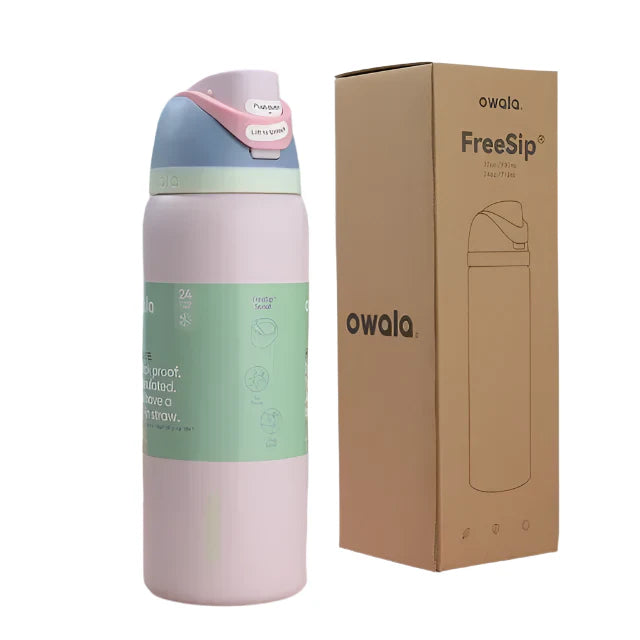 Owala Free Sip Water Bottle White Engraved