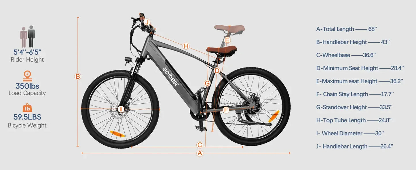 350W Electric Mountain Bike – 26” Tire