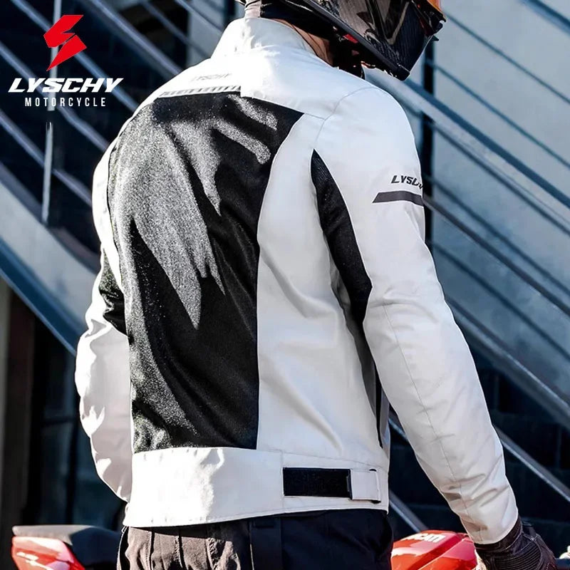 LYSCHY Motorcycle Jacket Summer Mesh Breathable Reflective Motorbike Jacket Men Women CE2 Level Motocross Jacket Riding Clothing