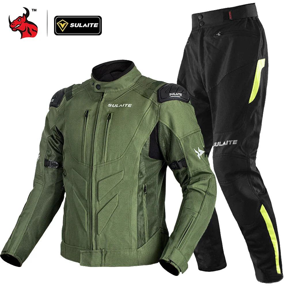 Motorcycle Jacket Pants Lightweight Anti-Fall Set Summer Breathable Mesh For Men Women Urban Bikers Riding Combo Jacket Suit