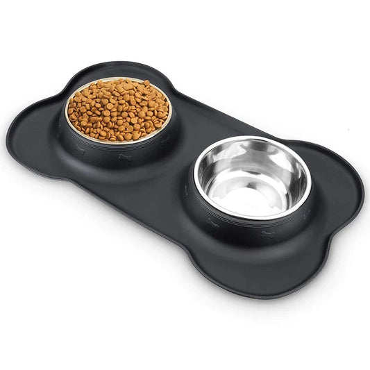Anti-Slip Double Dog Bowl Set