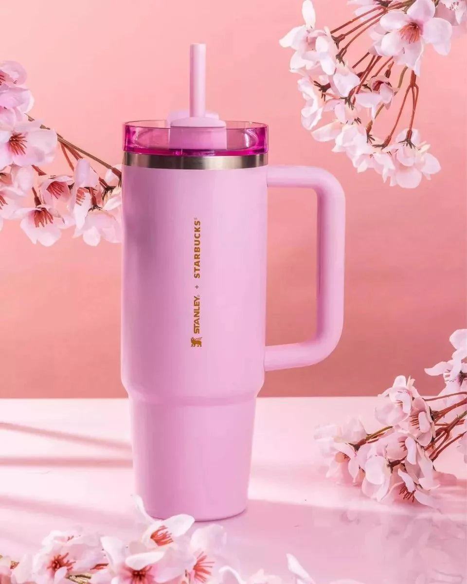 Stanley X Starbucks Pink Rose 40oz + free Silicone 3pcs + free 1 Extra straw