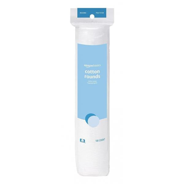 Amazon Basics Hypoallergenic 100% Cotton Rounds, 100 Count