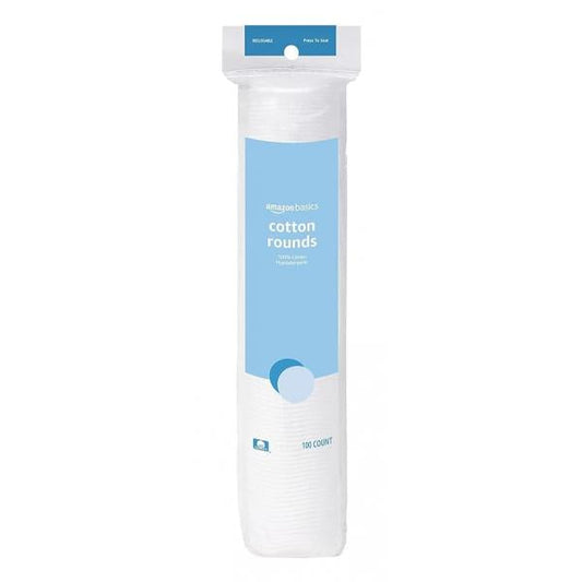 Amazon Basics Hypoallergenic 100% Cotton Rounds, 100 Count