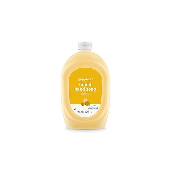 Amazon Basics Liquid Hand Soap Refill, Milk and Honey Scent, Triclosan-free, 50 Fluid Ounces, Pack of 1