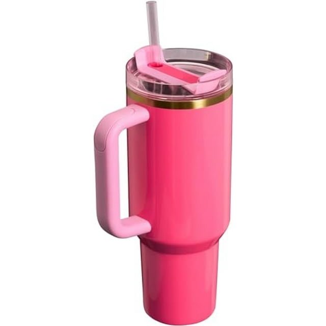 Stanley Cup 40oz with handle Stainless Steel ( Pink Parade) + Silicone 3pcs + 2 Extra straws